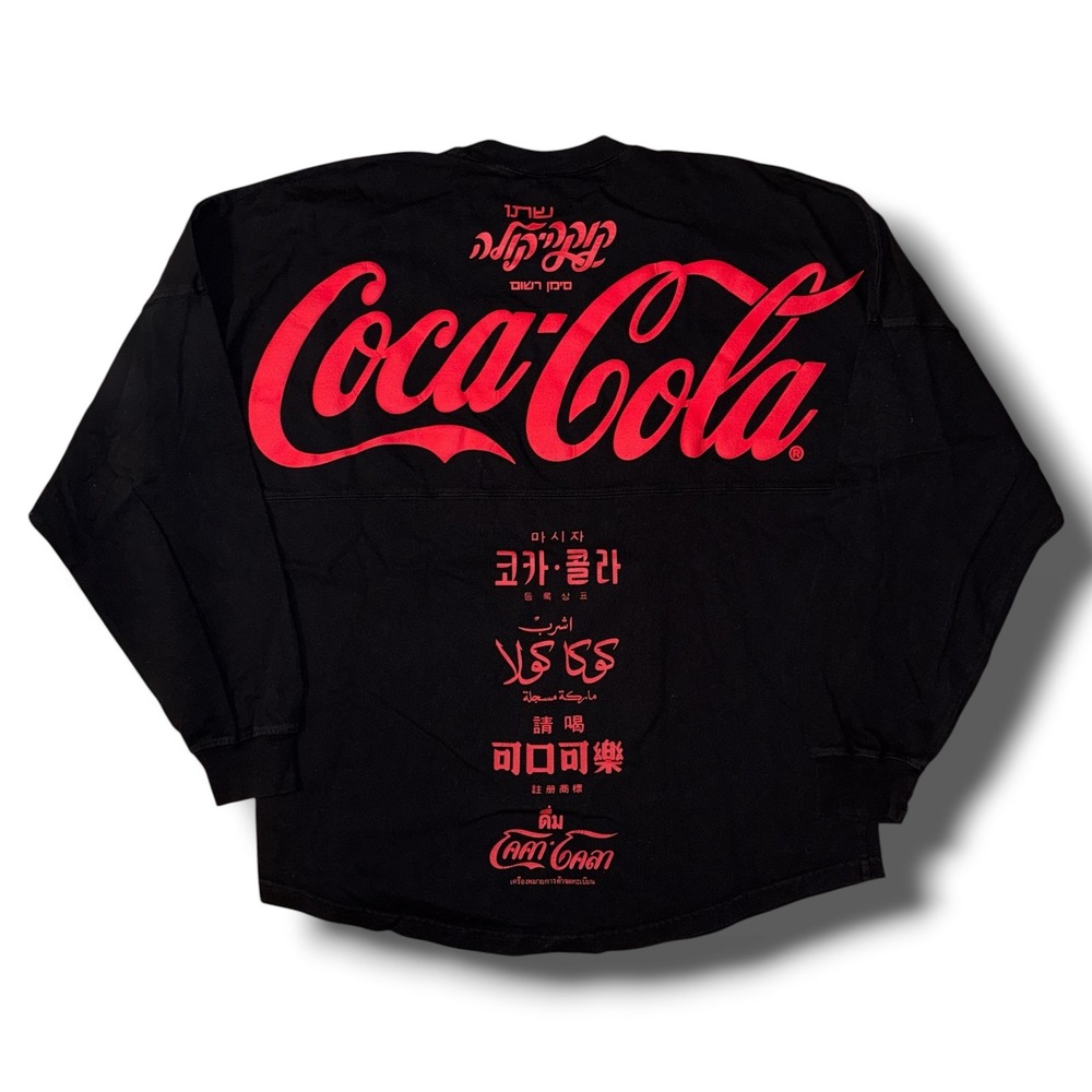 Coca Cola Spirit Jersey International Multi Language Logo Black Red Shirt S